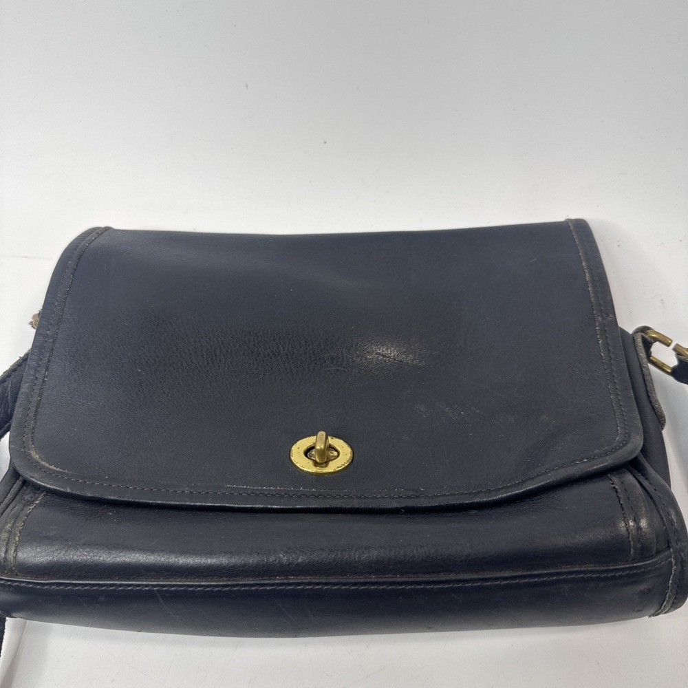 Rare Vintage Coach Ridgefield Bag 9812 Navy Leather Crossbody Shoulder Bag USA